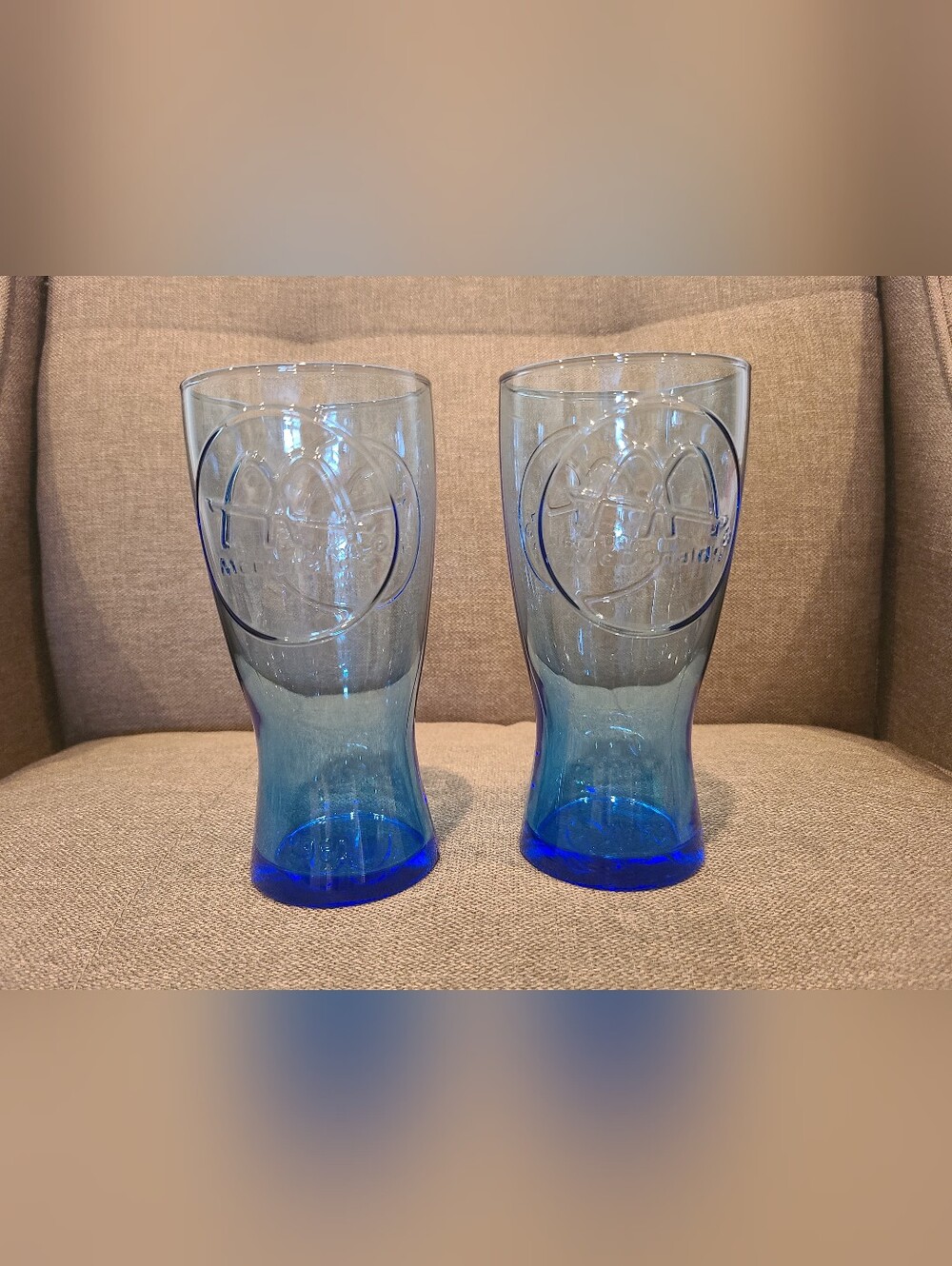 Vintage 1961 blue McDonald's commemorative drinking glasses